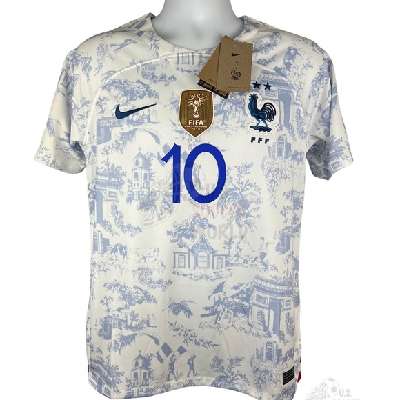 ⚽️ New World Cup QATAR 2022 FRANCE Mbappé #10 AWAY Mens Soccer Jersey ⚽️ - Picture 2 of 8